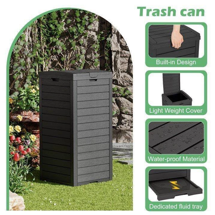 Outdoor Weatherproof Storage Bin Trash Can - photo 3