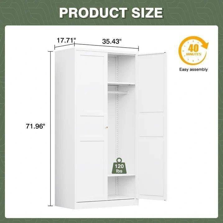 White Metal Wardrobe Storage Cabinet - photo 2