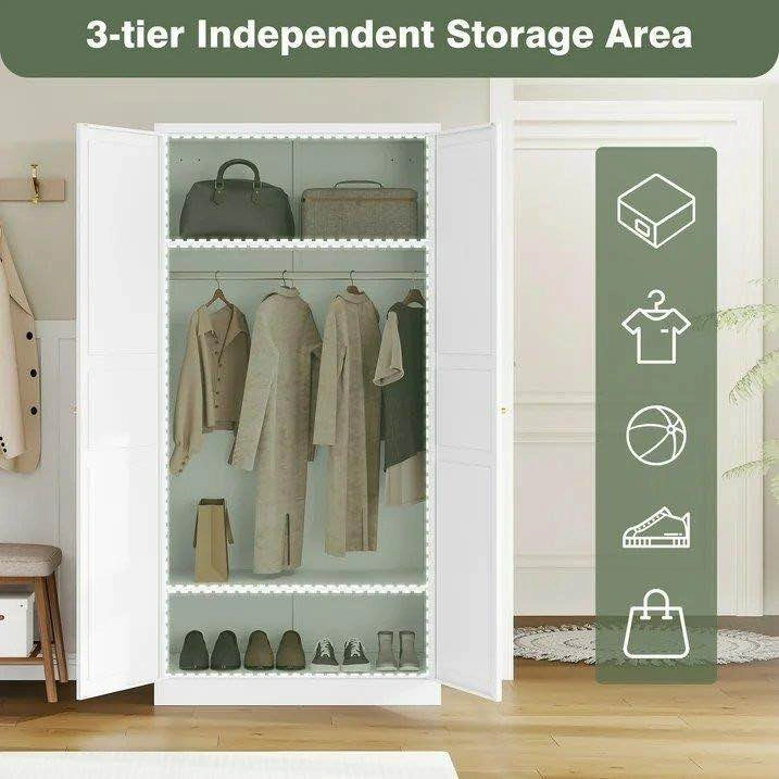 White Metal Wardrobe Storage Cabinet - photo 3