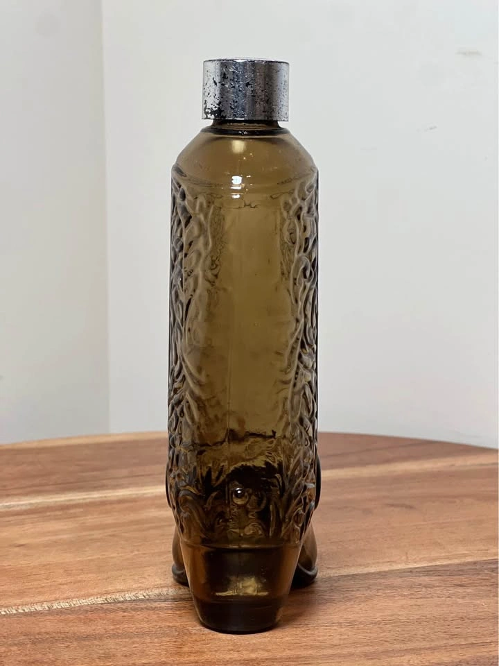 Vintage Avon Western Boot decanter made of amber-brown pressed g - photo 4