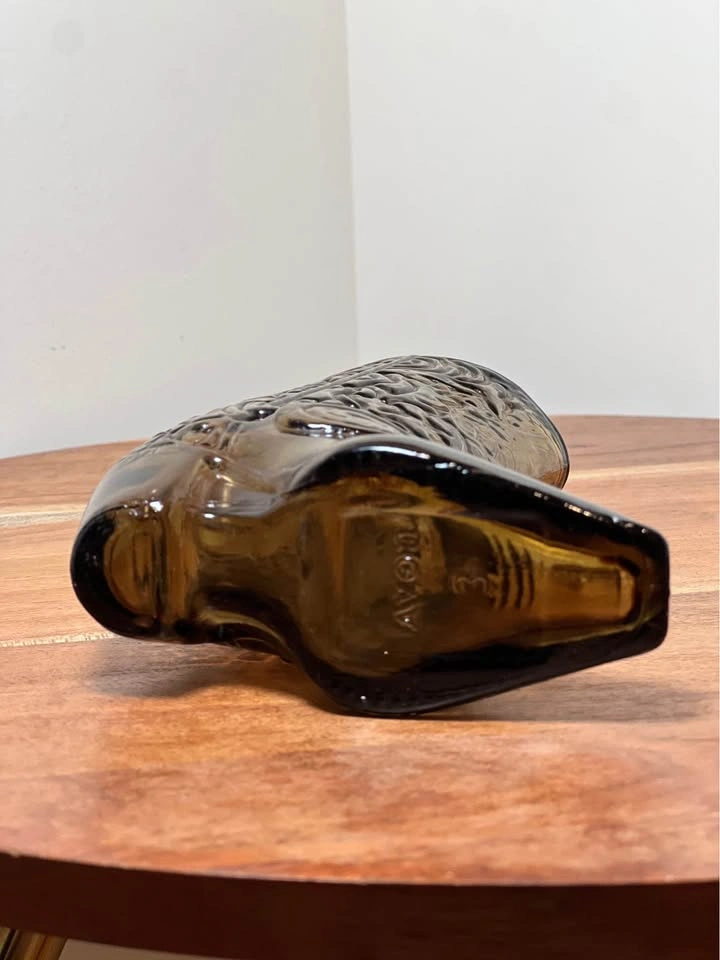 Vintage Avon Western Boot decanter made of amber-brown pressed g - photo 5