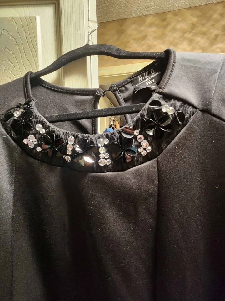 N.W.D New Woman Design Plus 2X Beaded Neckline Sleeveless Dress - photo 2