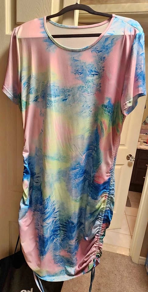SHEIN CURVE 2XL Tie Dye Ruched Dress