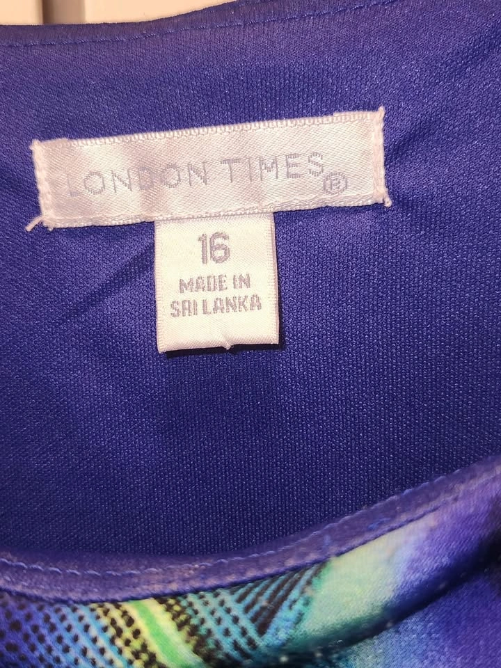 London Times Size 16 Geometric Print Sleeveless Dress - photo 4