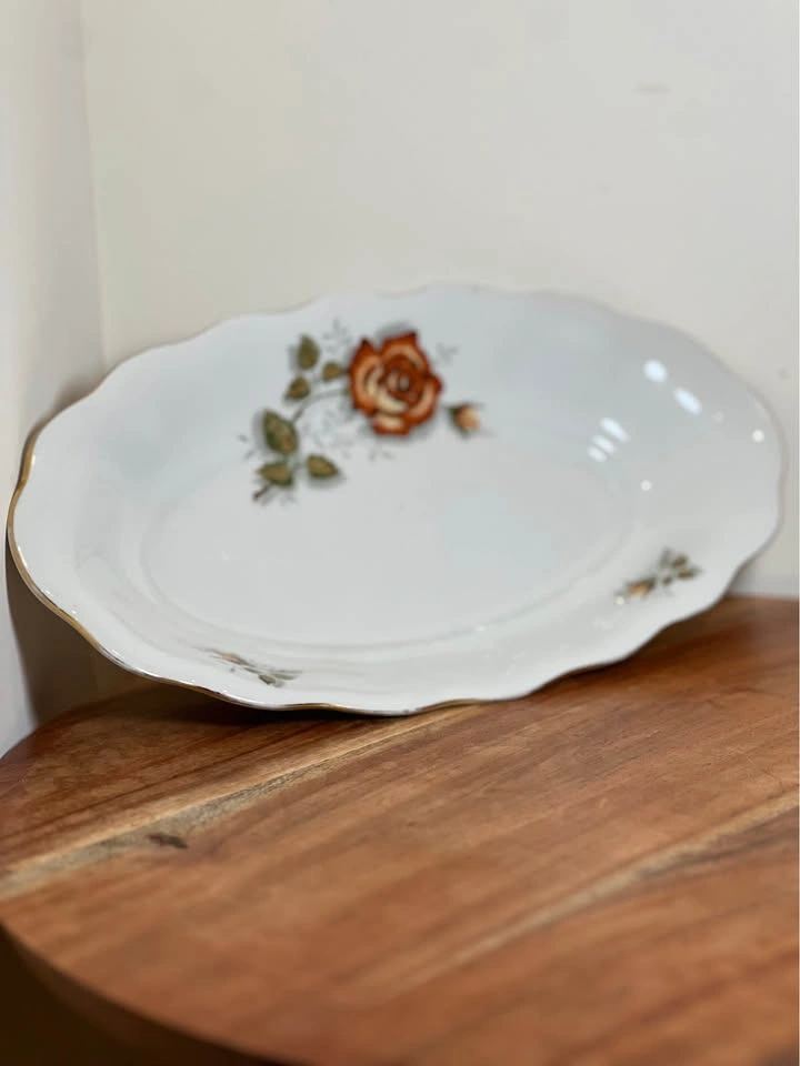 Vintage Karolina "Tango Rose" porcelain oval serving dish - photo 3