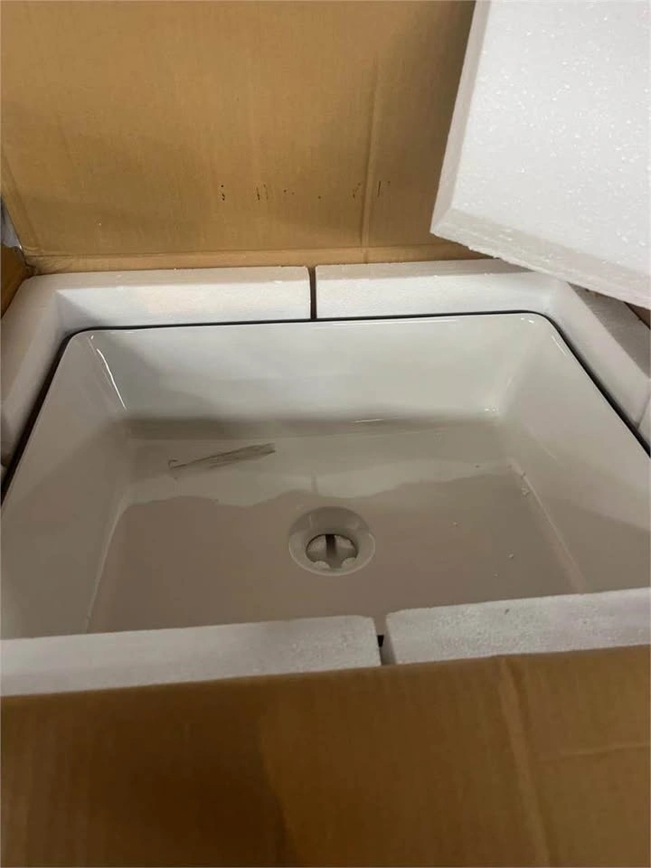 White Ceramic Bathroom Sink with Faucet - photo 2
