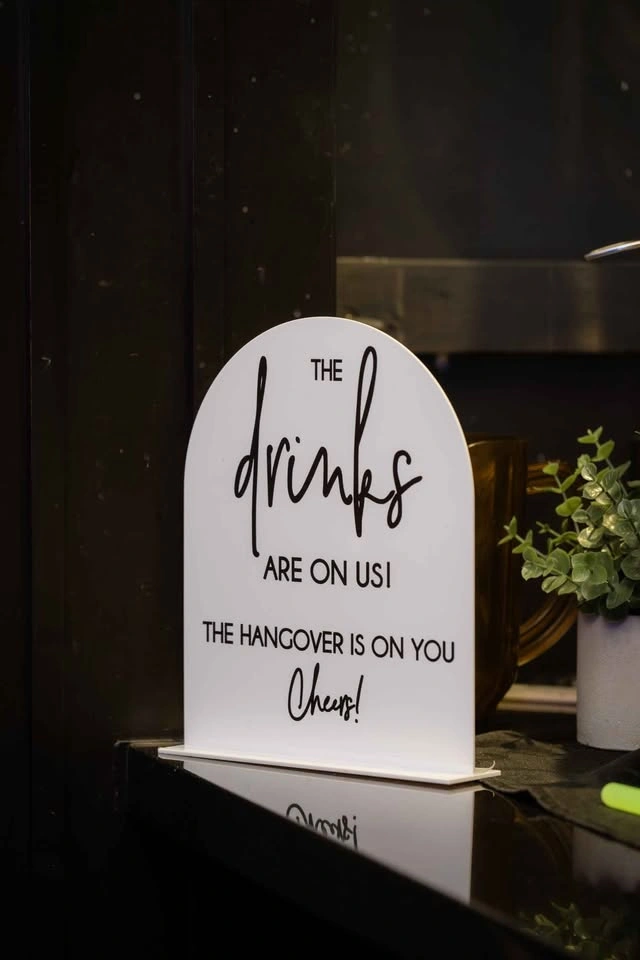 Set of 2 White Acrylic Wedding Signs - Bar and Glow Stick Statio - photo 3