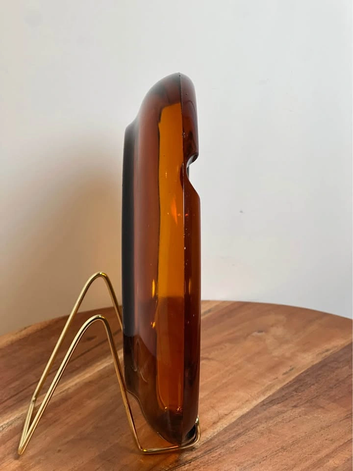 Vintage mid-century modern amber glass ashtray - photo 3