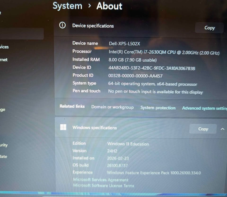 Dell XPS L502X i7 15.6" 8G/256G/1G GPU Win 11 + Office - photo 3