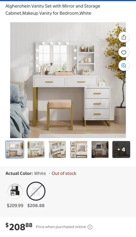 White Vanity Set with Mirror and Storage Cabinets - photo 2
