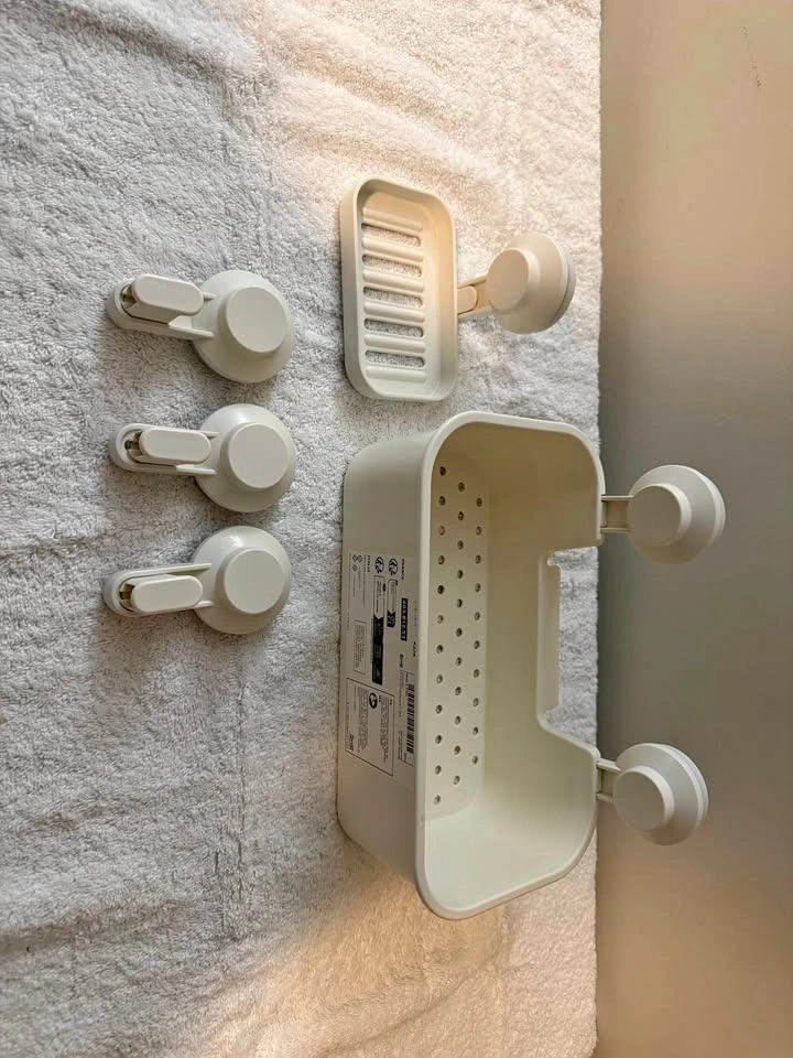 IKEA TISKEN Bathroom Accessories Set – Shower Caddy, Soap Dish &
