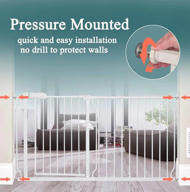 White Pressure Mounted Baby Gate Auto Close Dual Swing - photo 4