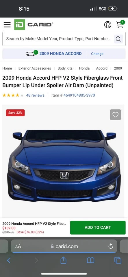 08-12 Honda Accord front lip HFP-style - photo 2