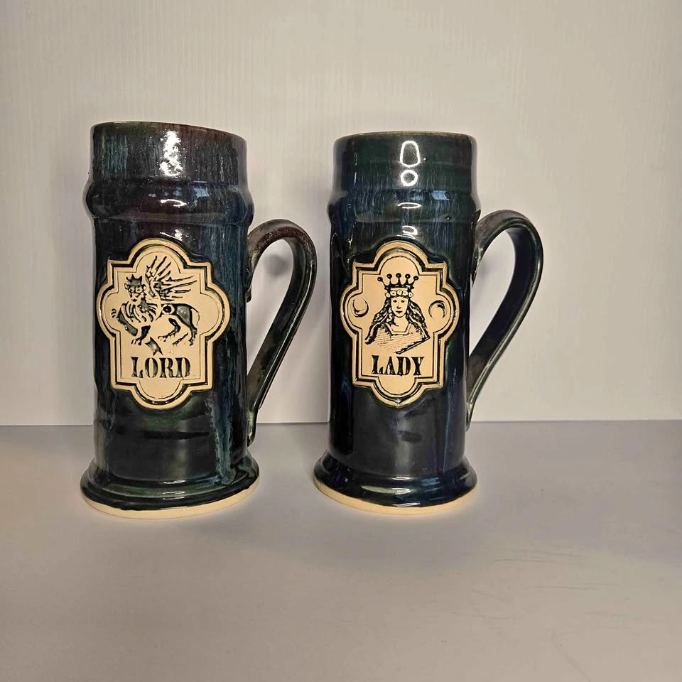 Griffin Medieval Style Ceramic Steins "Lord Stein And Lady Stein