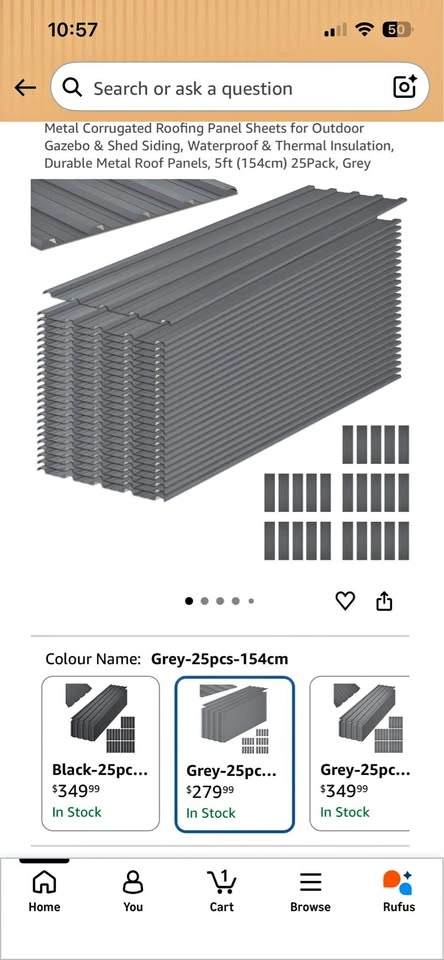 VEVOR Metal Corrugated Roofing Panels White 25Pack 5ft