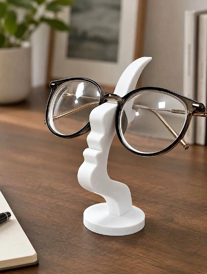 White Abstract Face Eyeglass Stand
