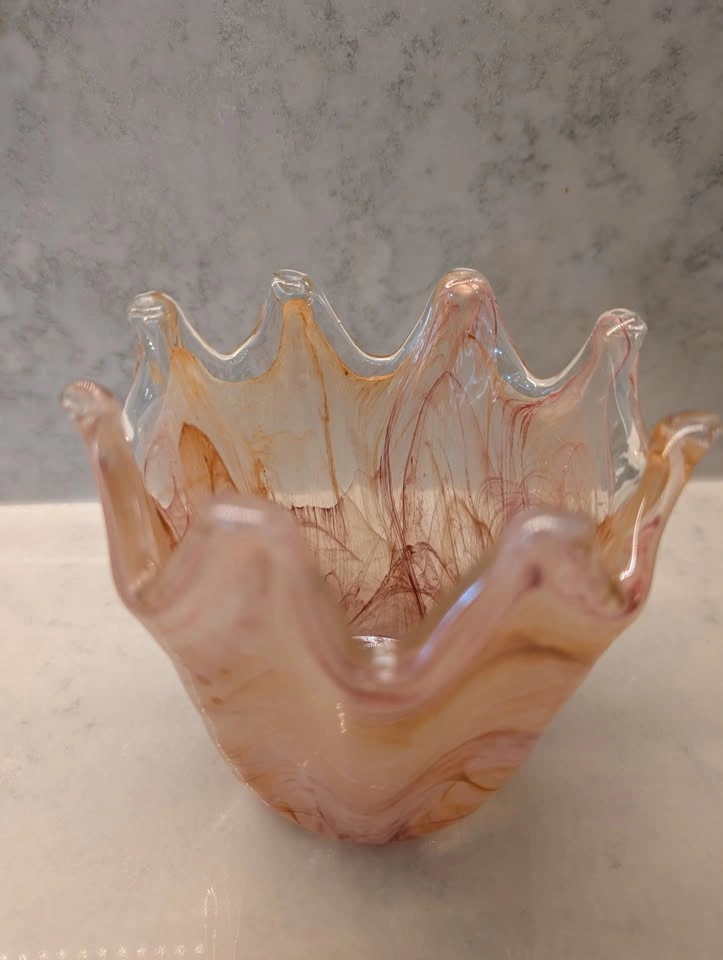 Murano Hand Blown Glass Crown Shape Vase - photo 2