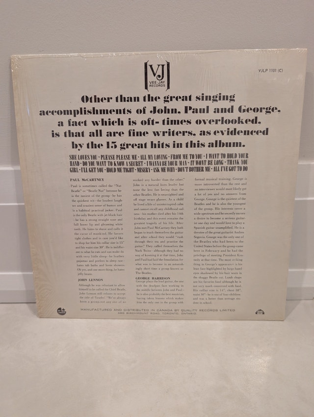 1964 VEE-JAY Records The 15 Greatest Songs of The Beatles Vinyl - photo 2