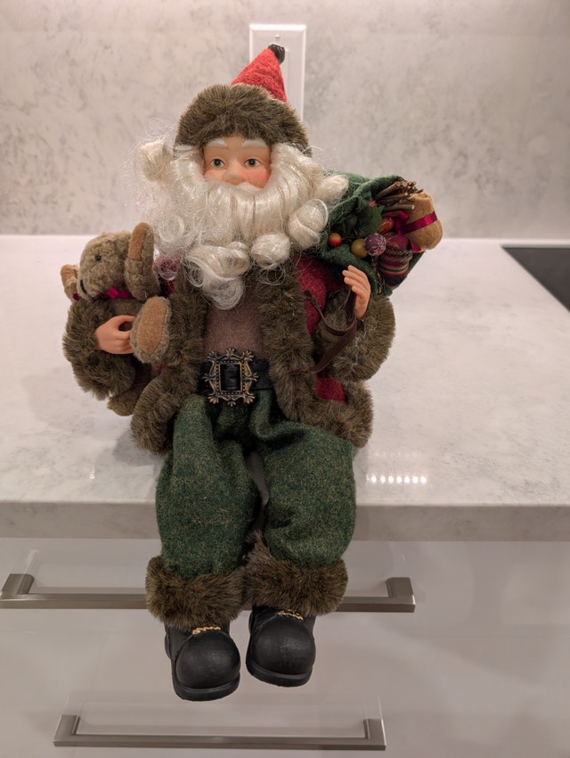 Santa Clause with Toy Sack and Teddy Bear