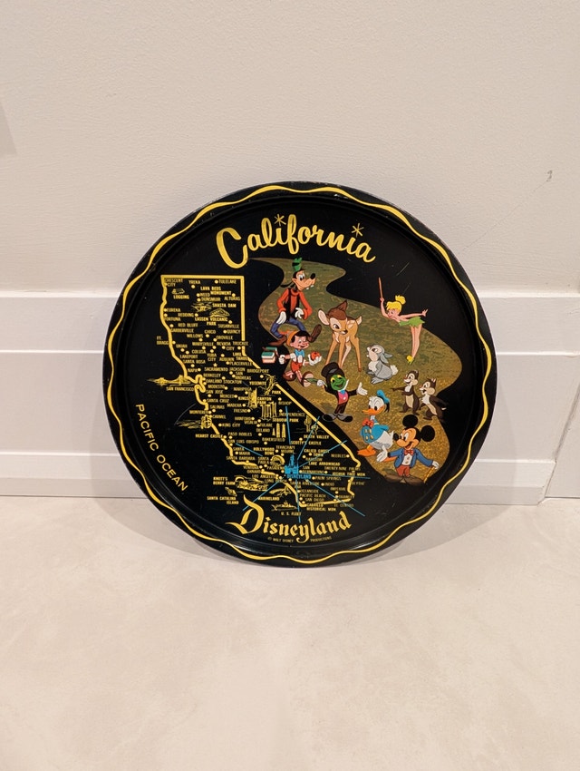 Vintage Disneyland California Metal Tray Map Mickey Mouse