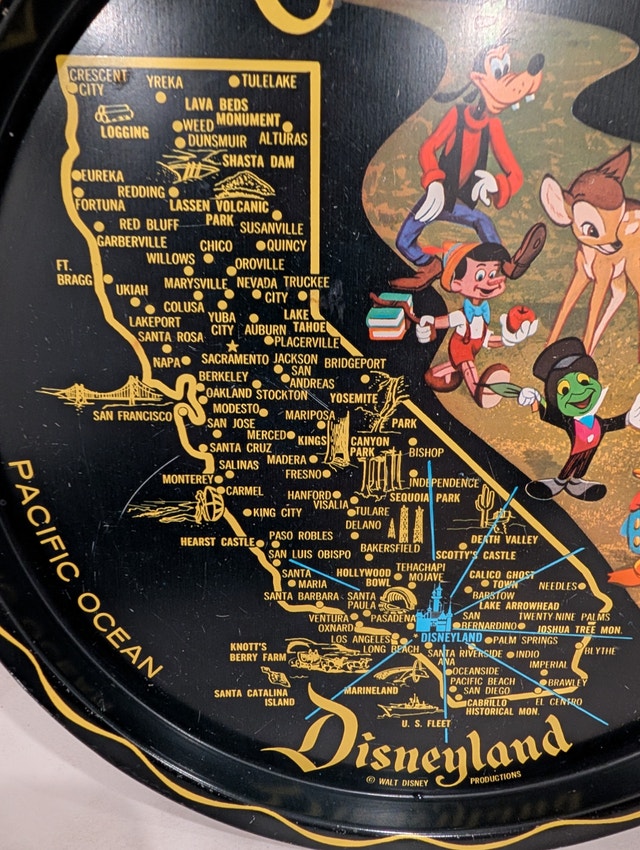 Vintage Disneyland California Metal Tray Map Mickey Mouse - photo 3