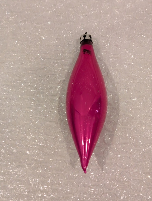 Single Vintage Pink Glass Icicle Polish Christmas Ornament - photo 2