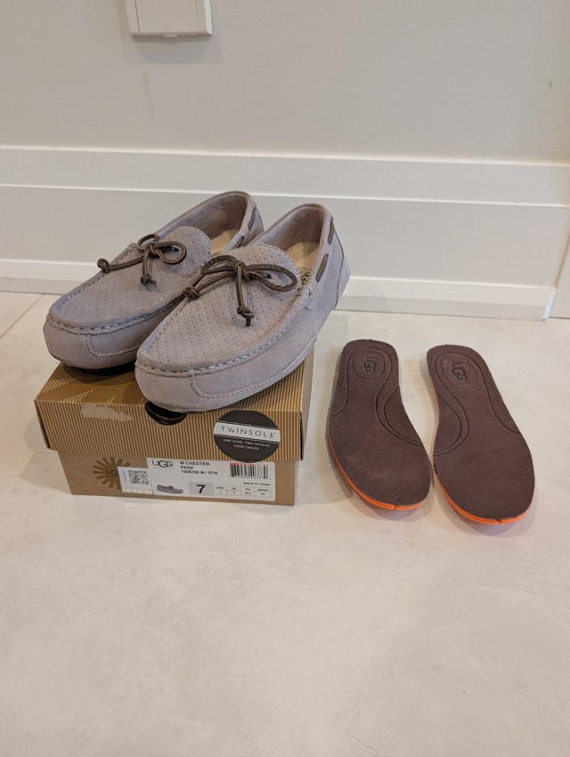UGG Australia Men's Chester Perf Suede Loafers Size 7 Stone
