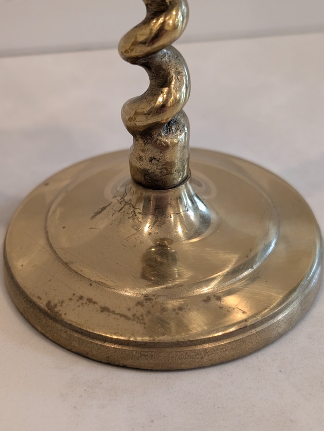 Vintage Solid Brass Barley Twist Candlestick Holders - Matching - photo 3