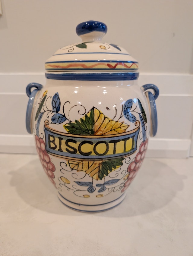 Italian Ceramic Biscotti Cookie Jar Tuscan Collection