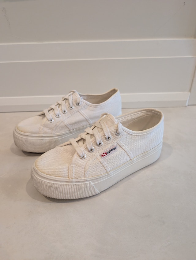 Superga 2790 Linea Flatform Chunky Trainers White Canvas 38