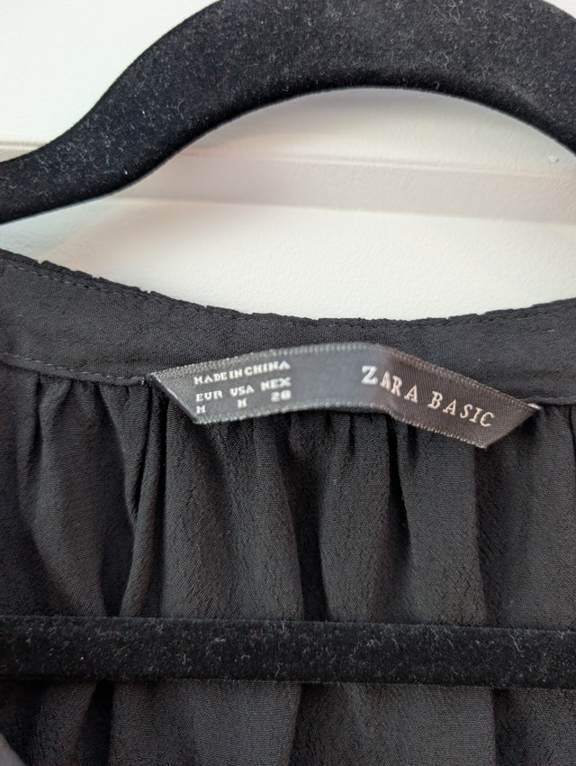 Zara Basic Medium Black Velvet Rhinestone Bow Sleeveless Top - photo 2