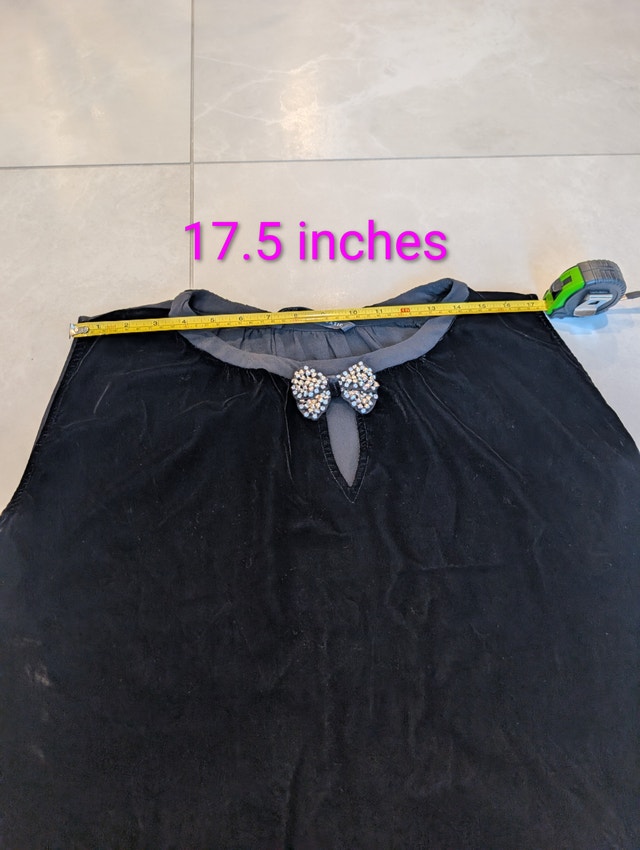 Zara Basic Medium Black Velvet Rhinestone Bow Sleeveless Top - photo 5