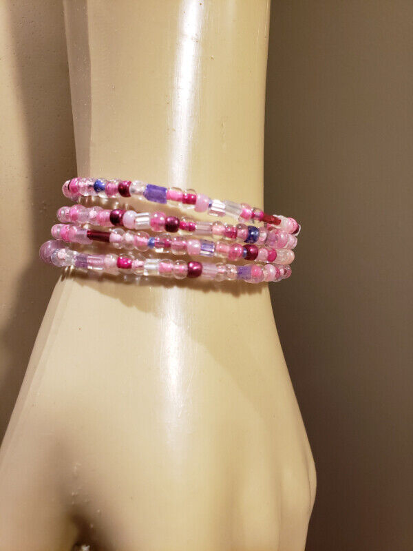 Handmade memory wire beaded bracelets