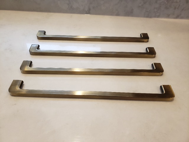 4 brushed bronze rectangular handles/ drawer pulls