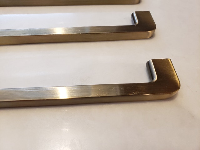 4 brushed bronze rectangular handles/ drawer pulls - photo 2