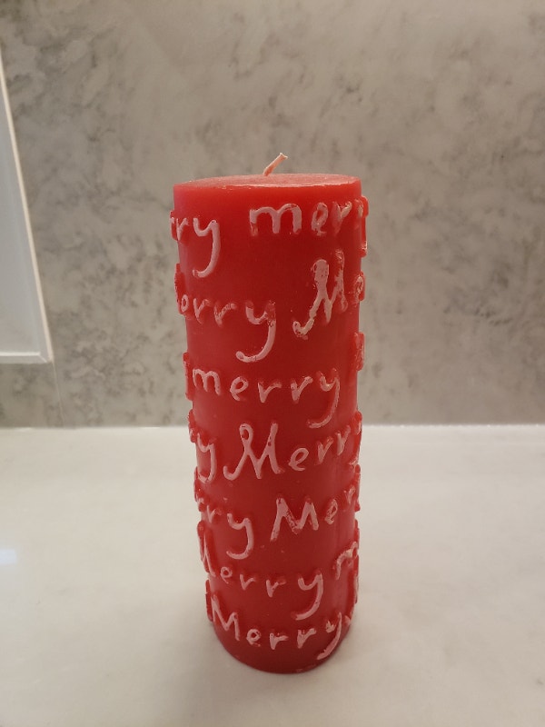 Vintage Merry Merry Red and White Candle