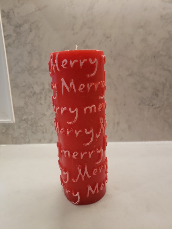 Vintage Merry Merry Red and White Candle - photo 2