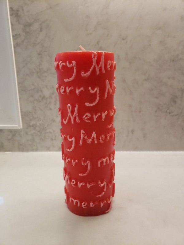 Vintage Merry Merry Red and White Candle - photo 3