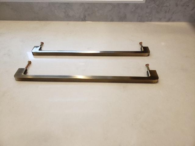 2 brushed bronze rectangular handles, drawer pulls