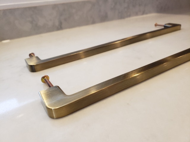 2 brushed bronze rectangular handles, drawer pulls - photo 5