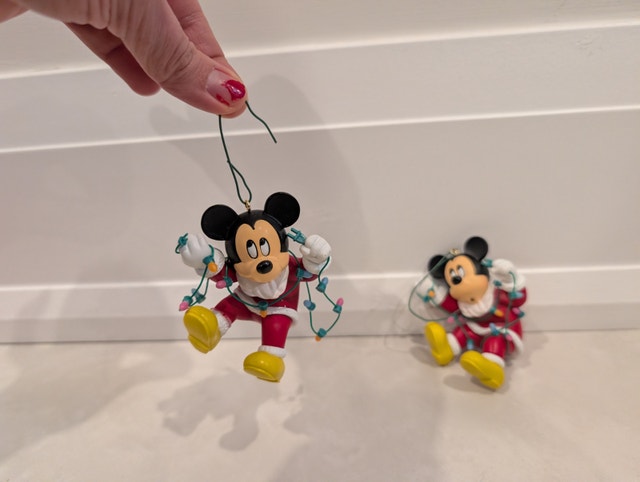 2 Vintage Disney MICKEY Christmas Magic Collectible Ornaments
