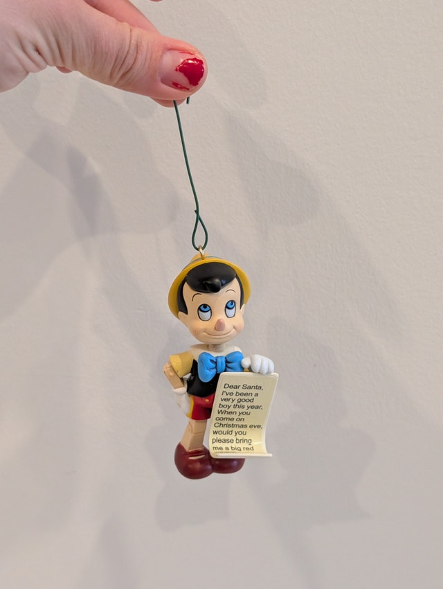 Vintage Disney Grolier Pinocchio Christmas Ornament - Dear Santa