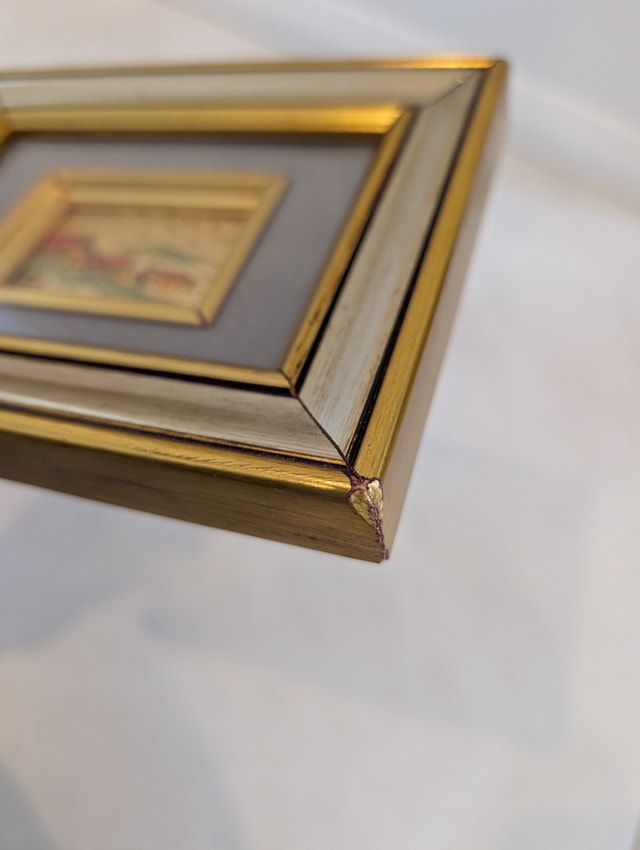 Vintage Italian Miniature: Alpine Village on Gold Foil - photo 3
