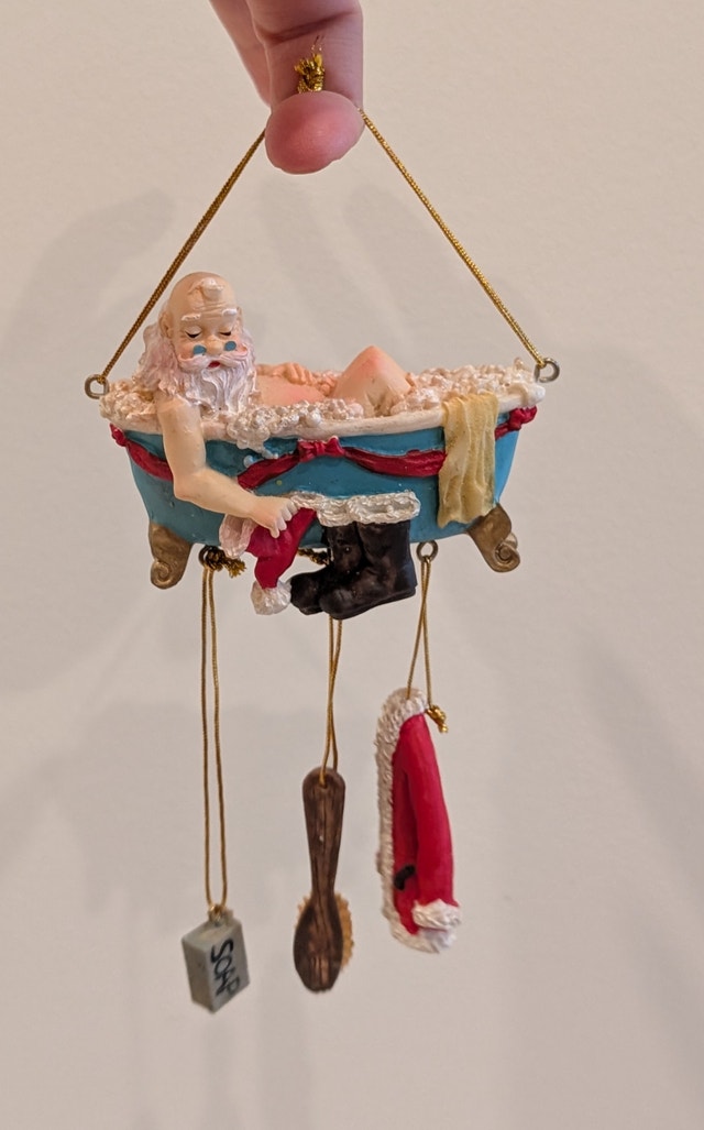 Vintage Santa In Bathtub Christmas Ornament