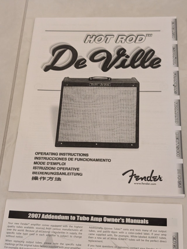 Fender Hot Rod De Ville Instructions, 2007 Addendum, Peavey Rage - photo 3