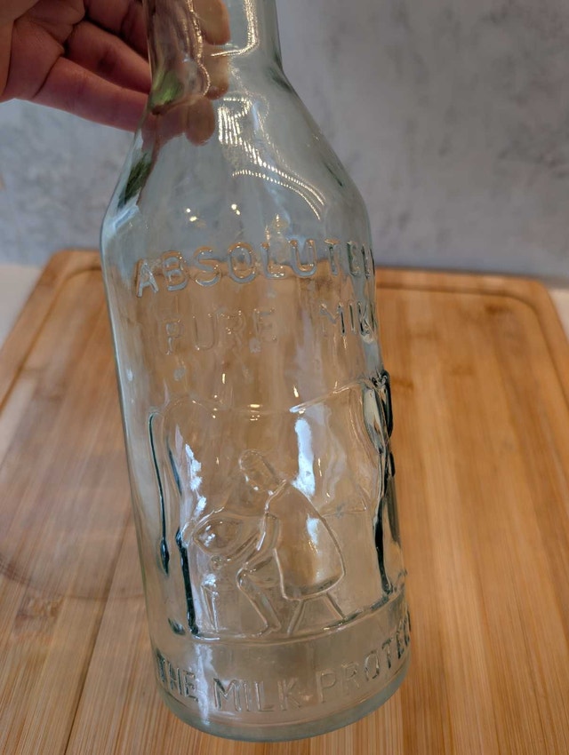 Vintage "Absolutely Pure Milk" Glass Bottle - photo 2