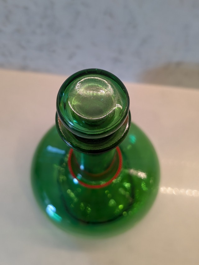 Vintage 1960s LJ McGuiness & Co. Heavy Green Glass Liquor Bottle - photo 4