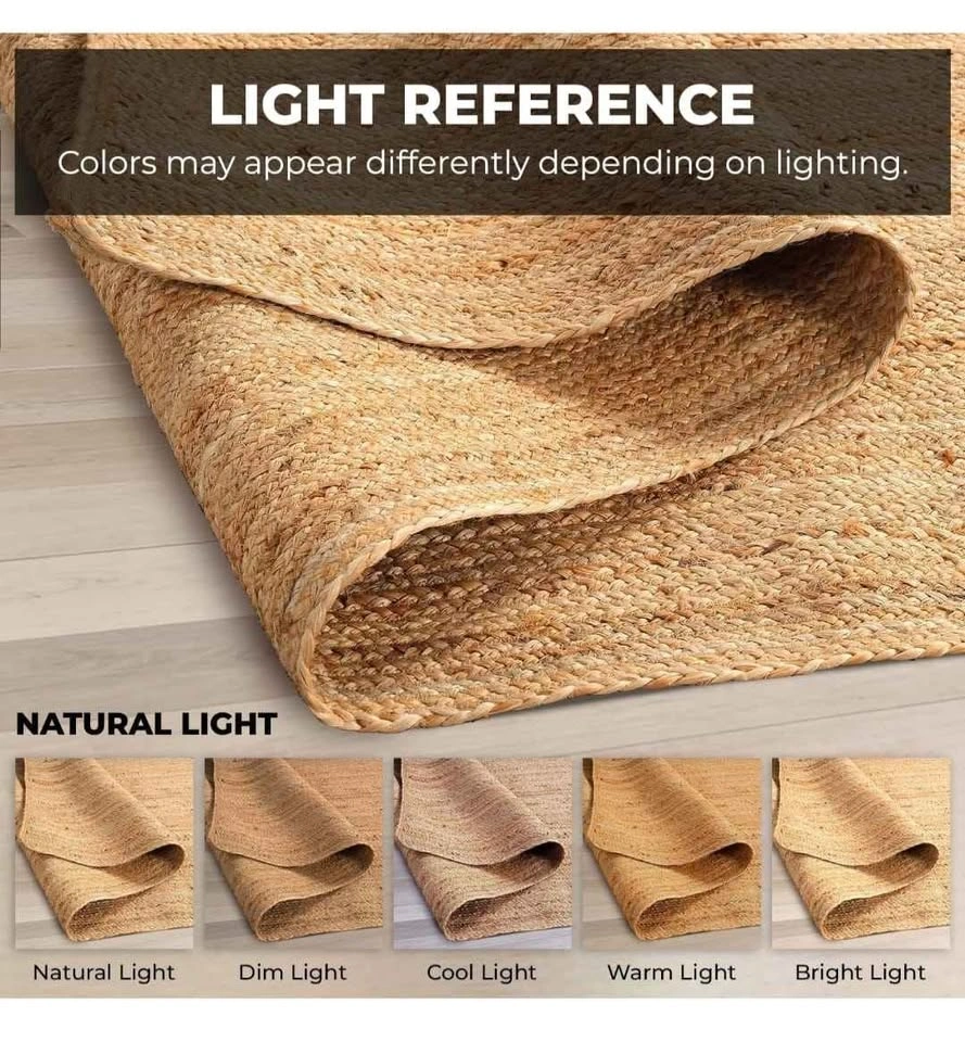 Brand new Jute Area Rug 8x10 Feet Rectangle Natural Fiber - photo 5