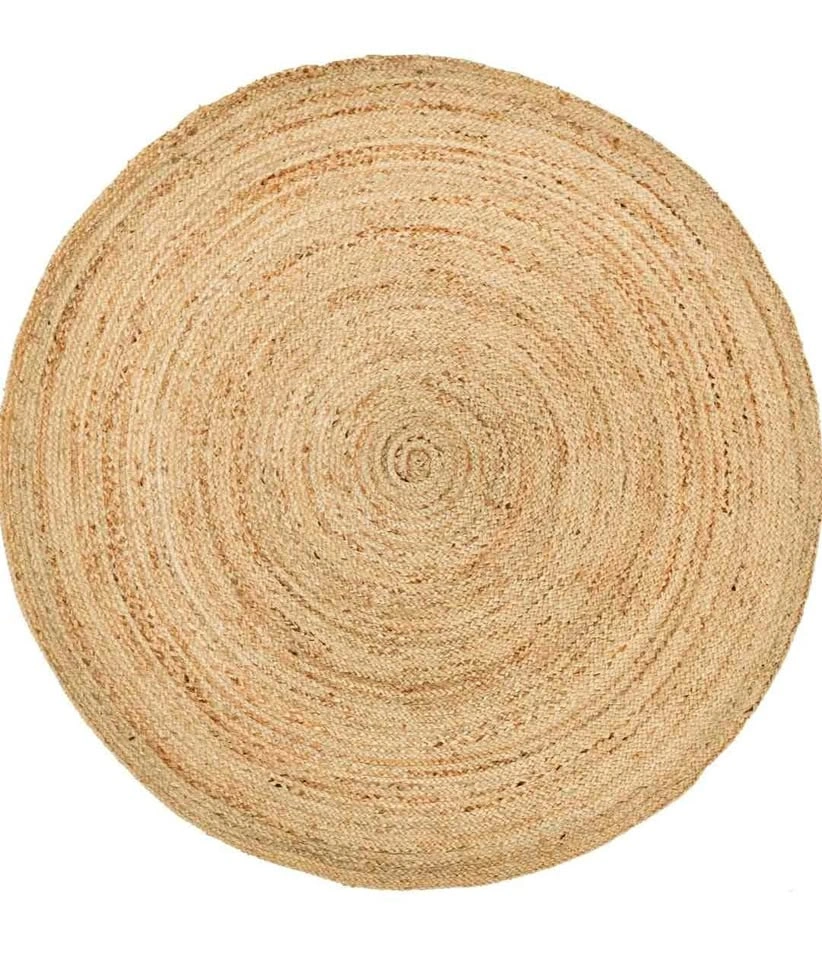 6ft Round Natural Jute Rug - Handwoven Braided Reversible