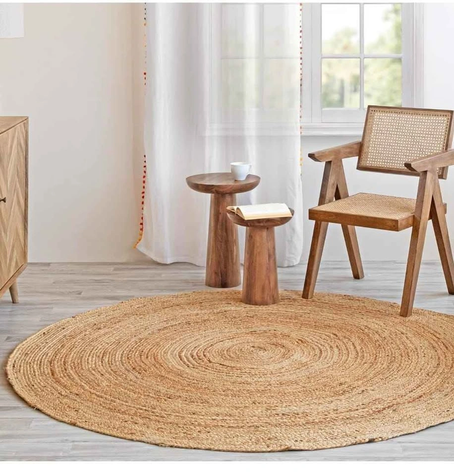 6ft Round Natural Jute Rug - Handwoven Braided Reversible - photo 2